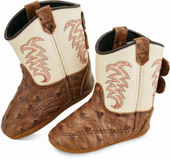 Old West Brown Ostrich Print Foot White Shaft Poppets
