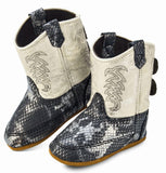 Old West Black & White Poppets Toddler Round Toe Boots - Old West