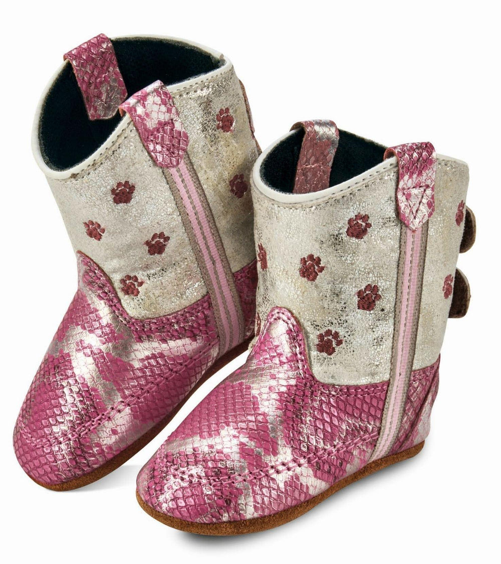 Old West Pink Poppets Toddler Round Toe Boots - Old West