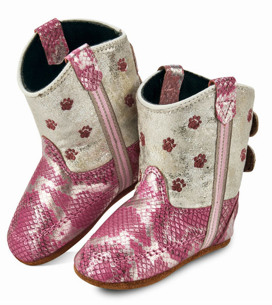 Old West Pink Poppets Toddler Round Toe Boots