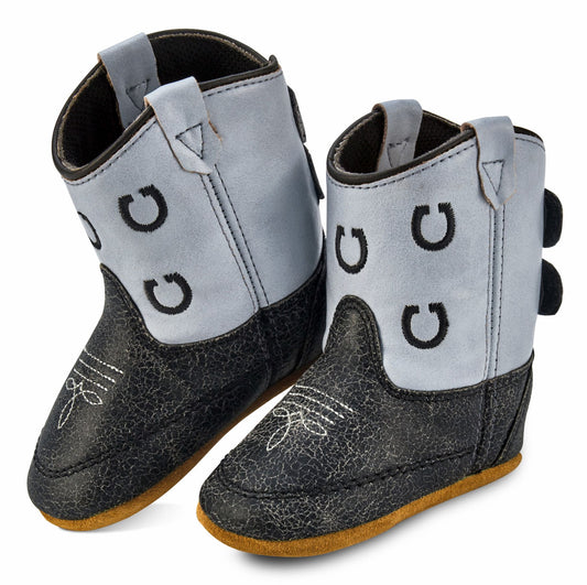 Old West Gray Horseshoe Toddler Round Toe Boots