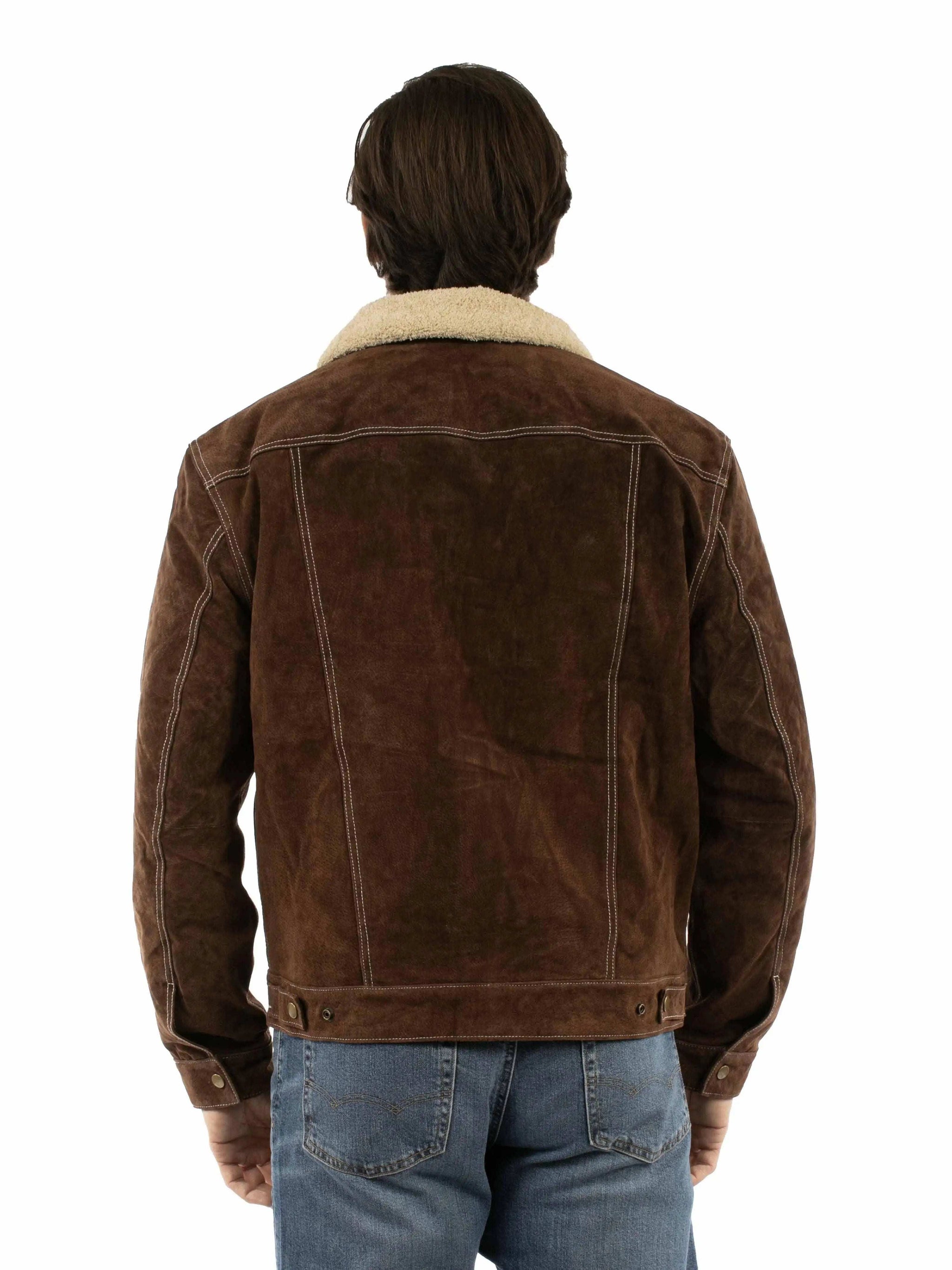 Leatherwear mens 50% leather 50% polyester Chocolate Knit inset jacket - Scully Leather - Flyclothing LLC
