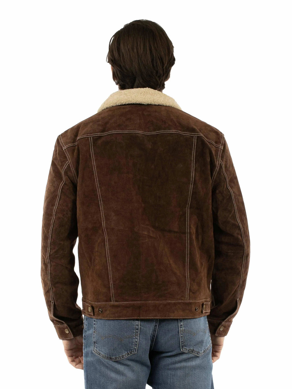Leatherwear mens 50% leather 50% polyester Chocolate Knit inset jacket - Scully Leather - Flyclothing LLC