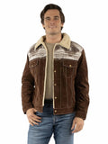 Leatherwear mens 50% leather 50% polyester Chocolate Knit inset jacket - Scully Leather