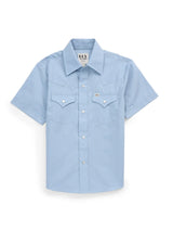 Boy's Ely Cattleman Short Sleeve Solid Stone Blue Western Snap Shirt - Ely Cattleman - Flyclothing LLC