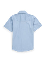 Boy's Ely Cattleman Short Sleeve Solid Stone Blue Western Snap Shirt