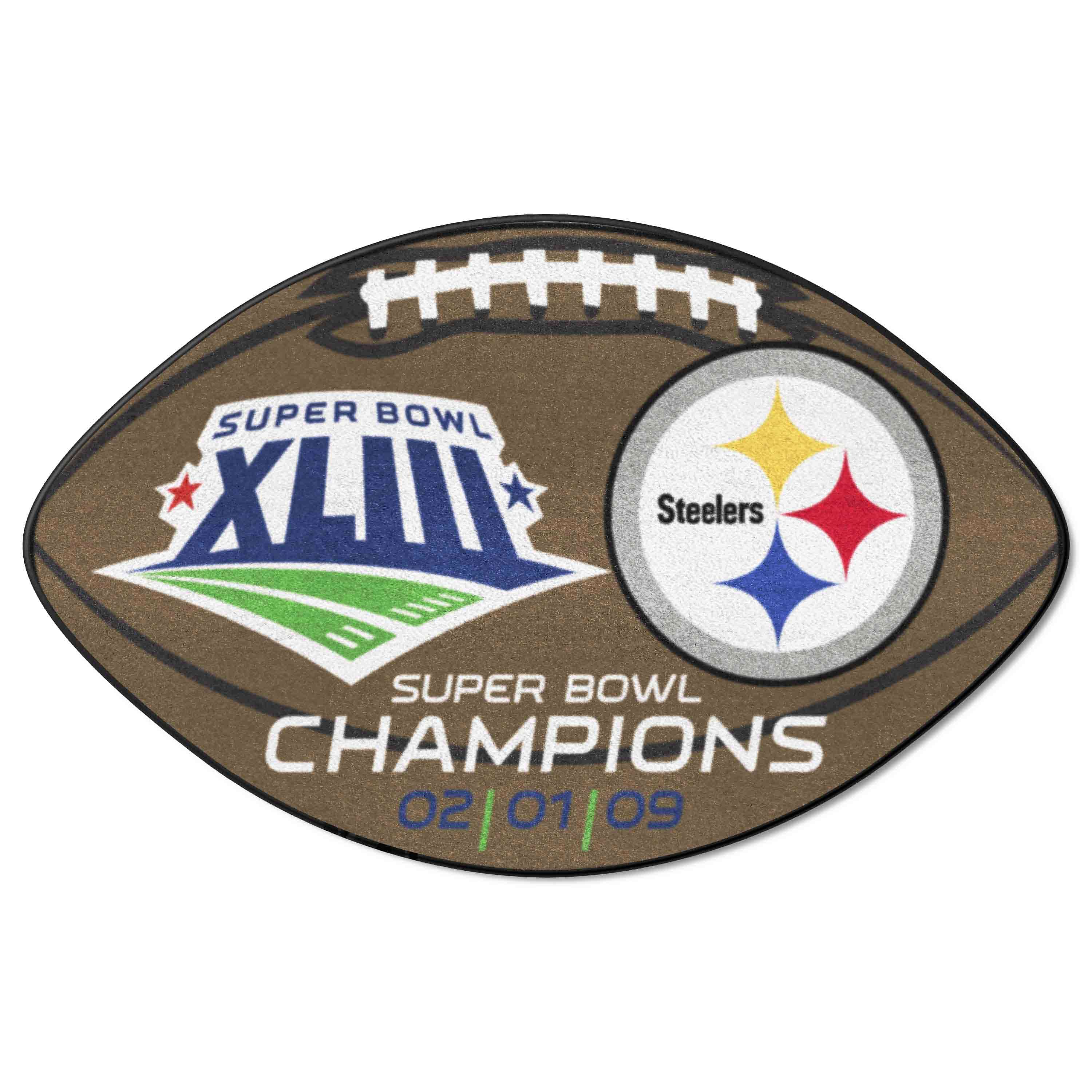 Pittsburgh Steelers Football Rug - 20.5in. x 32.5in., 2009 Super Bowl XLIII Champions - Pittsburgh Steelers