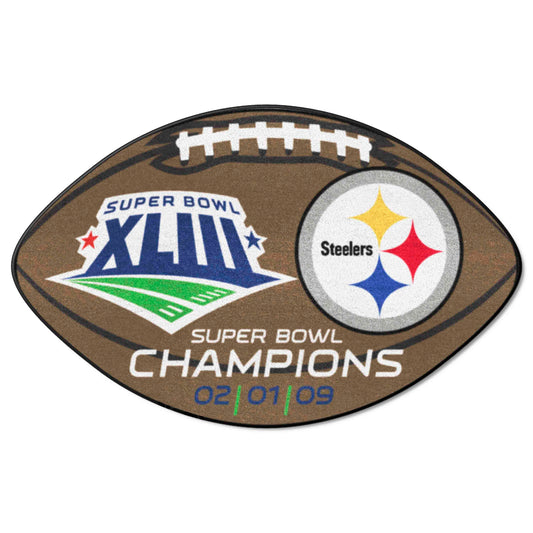 Pittsburgh Steelers Football Rug - 20.5in. x 32.5in., 2009 Super Bowl XLIII Champions - Pittsburgh Steelers