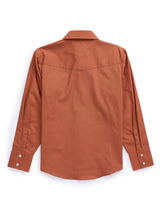Boy's Ely Cattleman Long Sleeve Solid Rust Western Snap Shirt