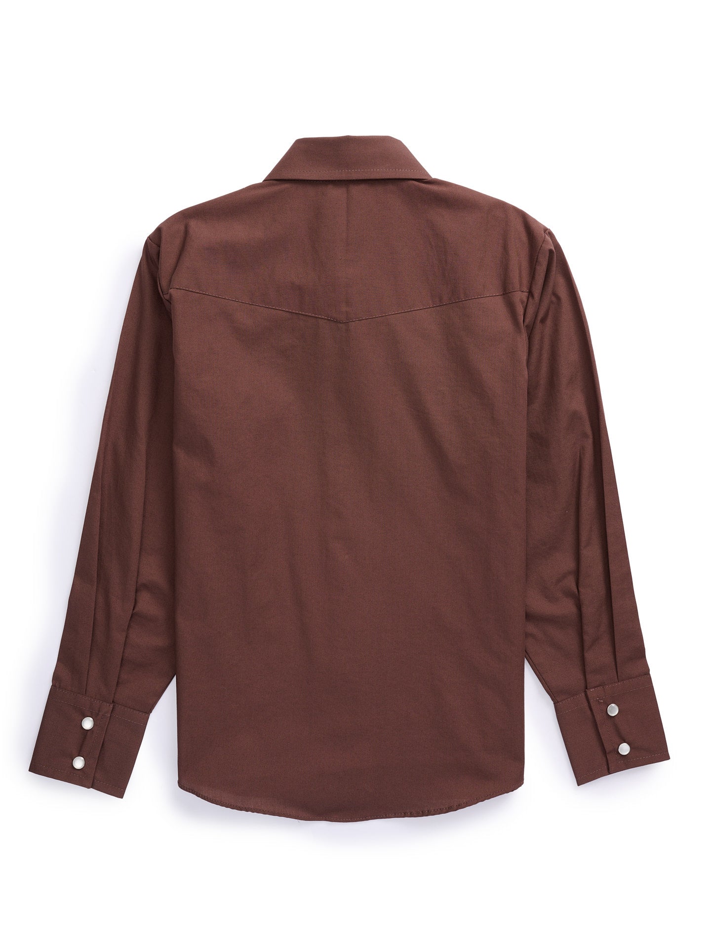 Boy's Ely Cattleman Long Sleeve Solid Brown Western Snap Shirt