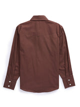 Boy's Ely Cattleman Long Sleeve Solid Brown Western Snap Shirt