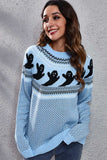 Ghost Pattern Round Neck Long Sleeve Sweater - Trendsi - Flyclothing LLC