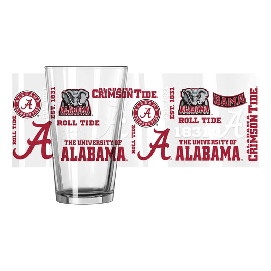 Alabama 16oz Spirit Pint Glass - Logo Brands - Flyclothing LLC