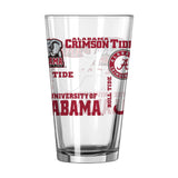 Alabama 16oz Spirit Pint Glass - Logo Brands - Flyclothing LLC