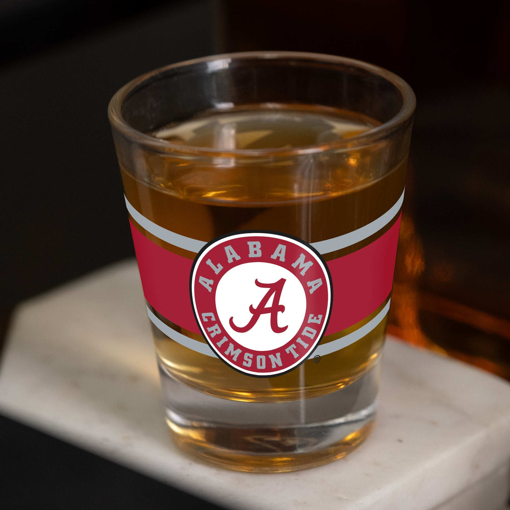 Alabama 2oz Stripe Shot Glass - Logo Brands - Flyclothing LLC