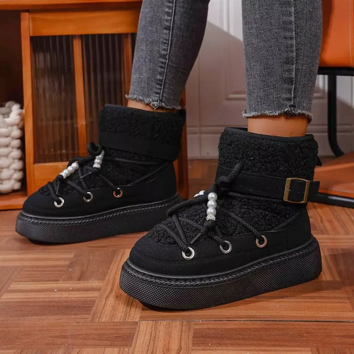 Lace Up Platform Boots - Trendsi - Flyclothing LLC