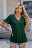 V-Neck Short Sleeve Blouse - Trendsi - Flyclothing LLC