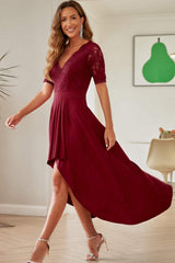 Lace Cutout V-Neck Short Sleeve Dress - Trendsi - Flyclothing LLC