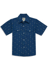 Boy's Ely Cattleman Short Sleeve Diamond Aztec Print Snap Shirt- Navy & White - Ely Cattleman - Flyclothing LLC