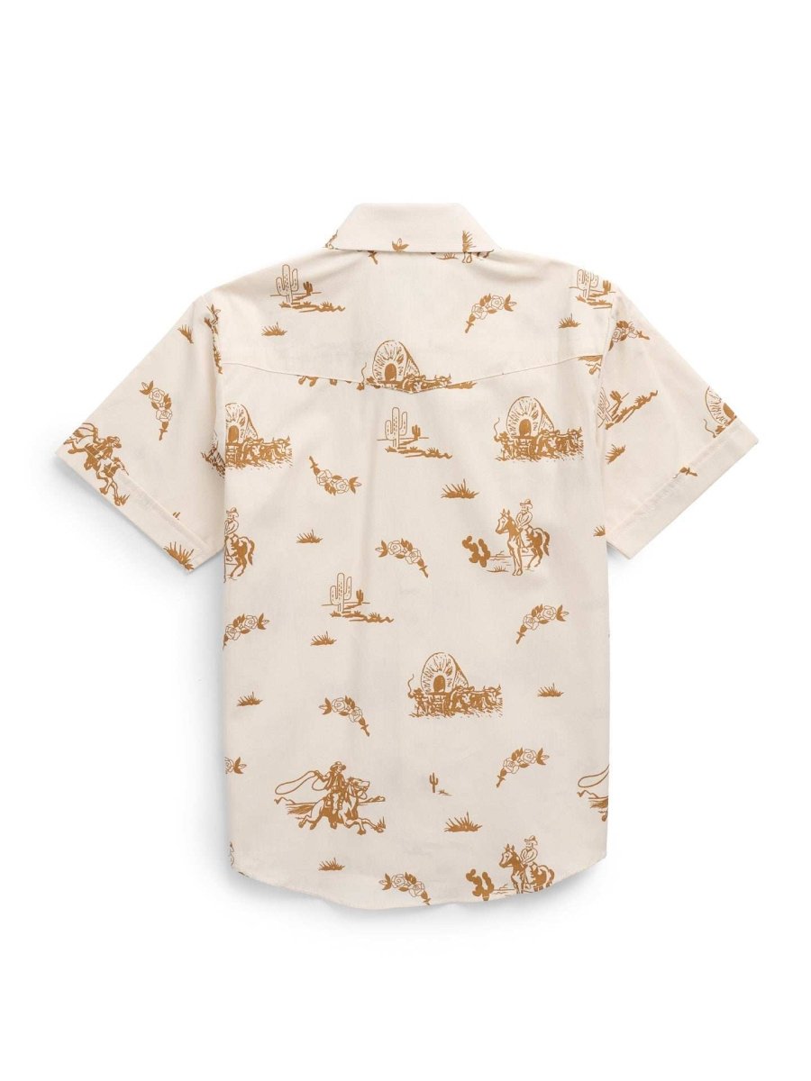 Boy's Ely Cattleman Short Sleeve Cowboy Print Snap Shirt - Ely Cattleman - Flyclothing LLC