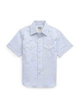 Boy's Ely Cattleman Short Sleeve White Geo Print Snap Shirt - Ely Cattleman - Flyclothing LLC