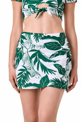 Women's Big Wave Swim Skort with Wrap Detail | Eden Green Palm Paradise