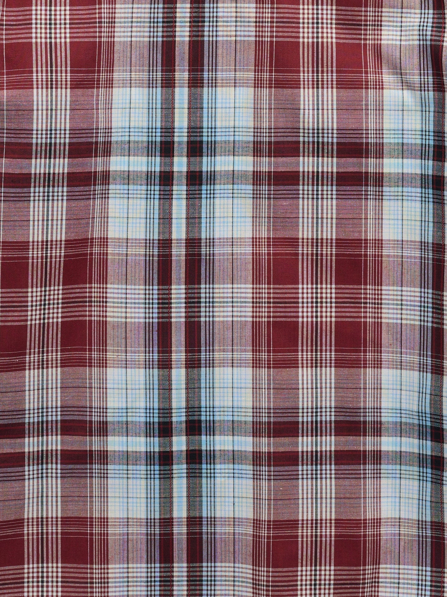 Boy's Ely Cattleman Short Sleeve Burgundy Plaid Western Snap Shirt