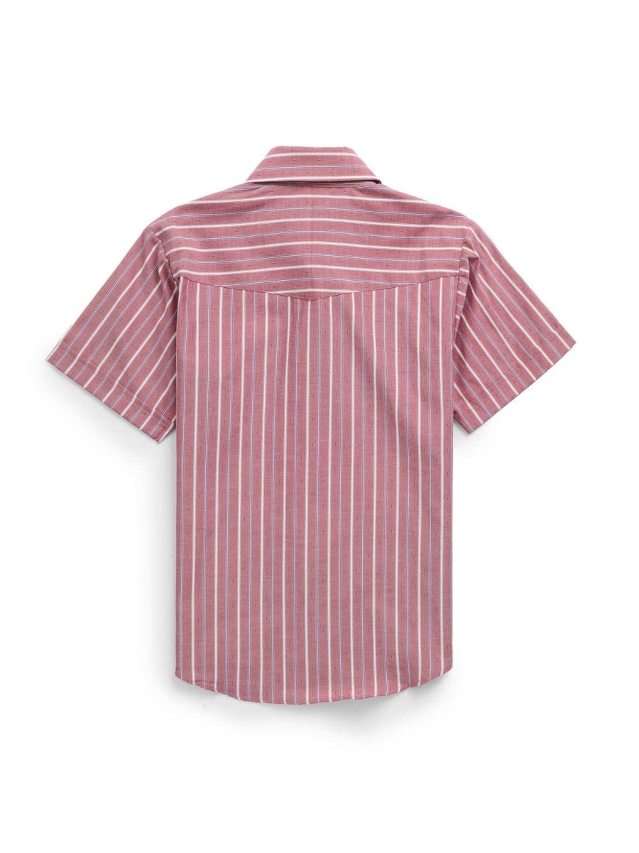 Boy's Ely Cattleman Short Sleeve Red Stripe Western Snap Shirt - Ely Cattleman - Flyclothing LLC