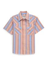 Boy's Ely Cattleman Short Sleeve Blue Stripe Western Snap Shirt - Ely Cattleman - Flyclothing LLC