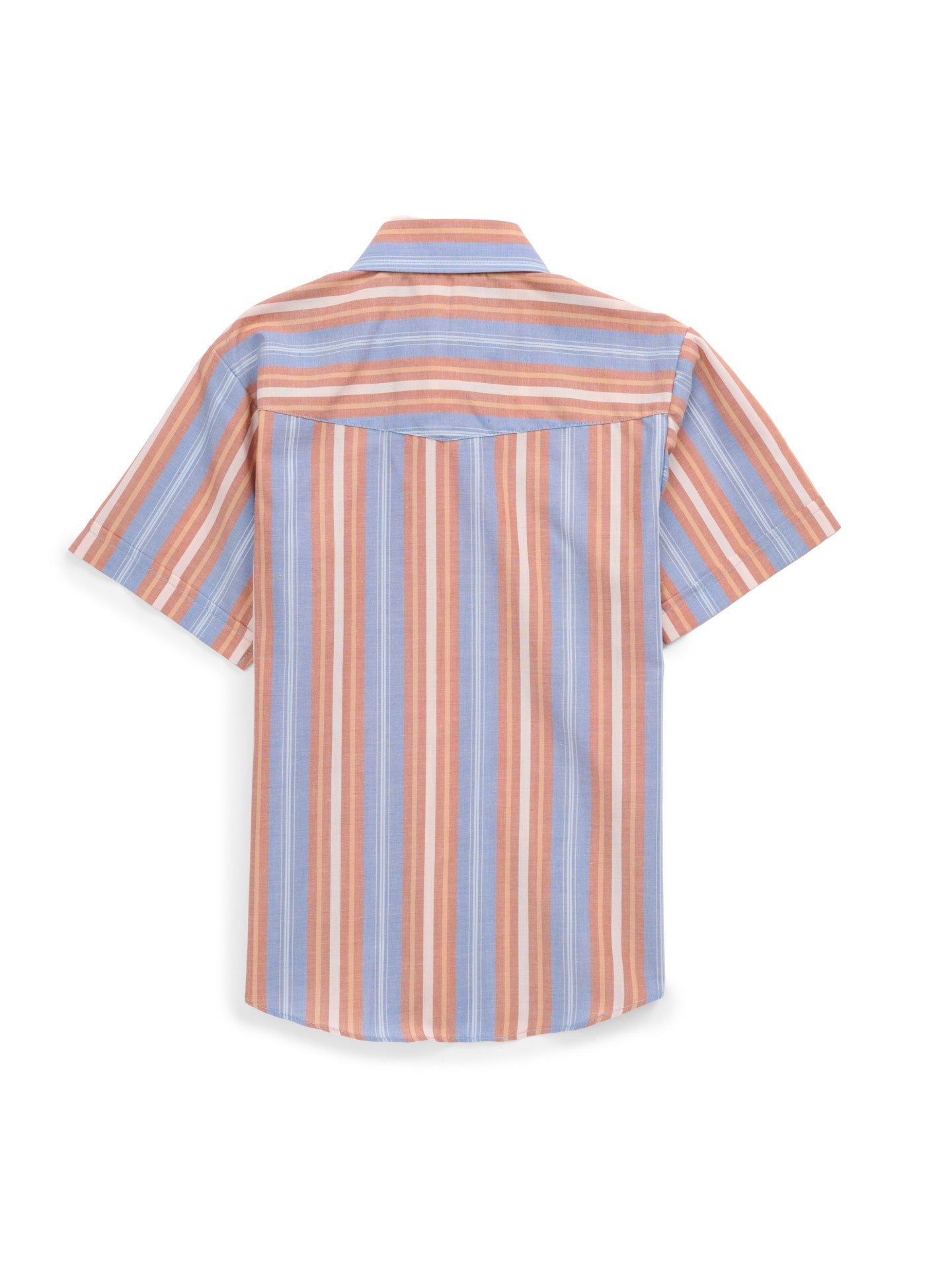 Boy's Ely Cattleman Short Sleeve Blue Stripe Western Snap Shirt