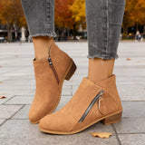 Size Zipper Block Heels Boots - Trendsi - Flyclothing LLC