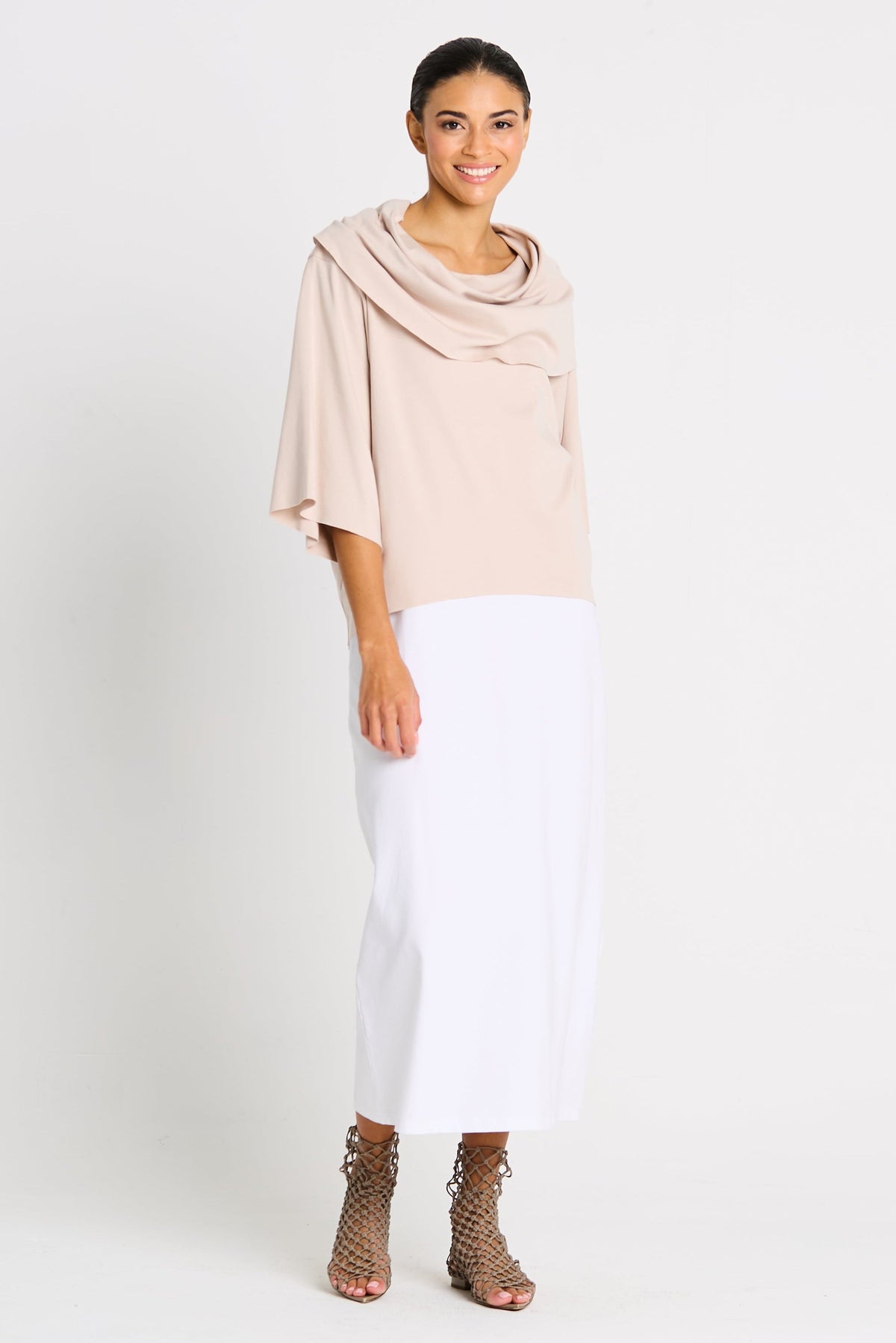 Pima Cotton Jackie O Top - Putty - PLANET by Lauren G - Flyclothing LLC
