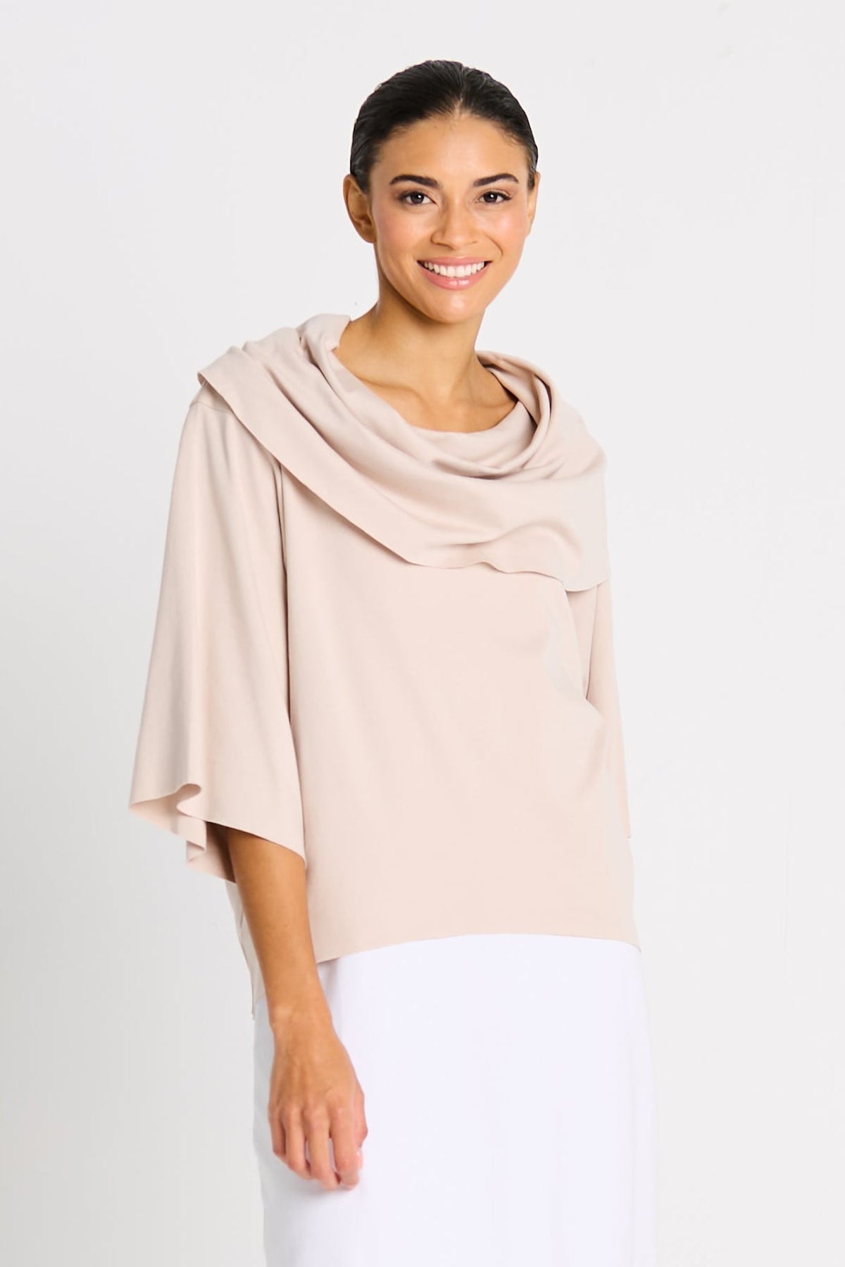 Pima Cotton Jackie O Top - Putty - PLANET by Lauren G - Flyclothing LLC