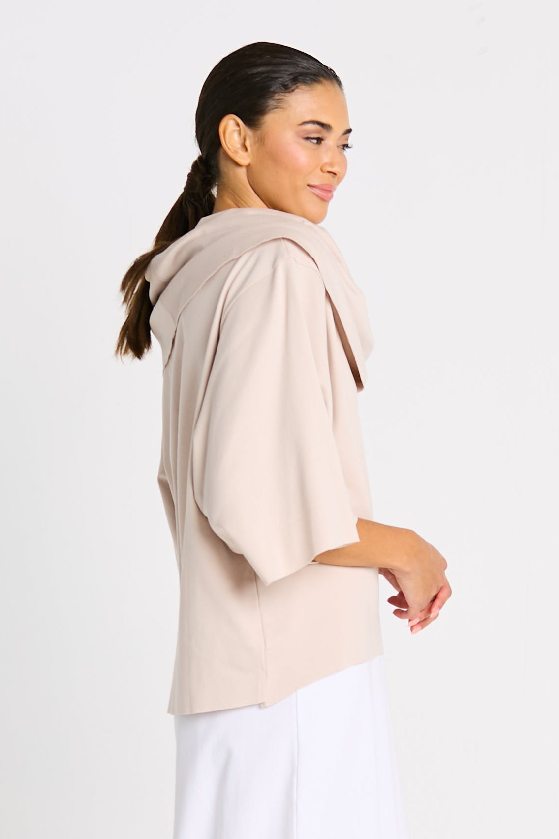 Pima Cotton Jackie O Top - Putty - PLANET by Lauren G - Flyclothing LLC