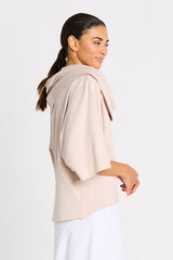 Pima Cotton Jackie O Top - Putty - PLANET by Lauren G - Flyclothing LLC