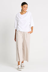 Pima Cotton Jackie O Top - White - PLANET by Lauren G - Flyclothing LLC