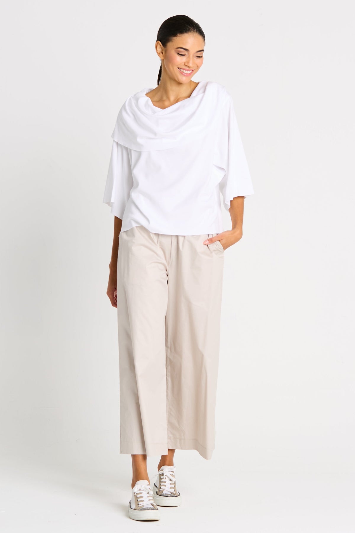 Pima Cotton Jackie O Top - White - PLANET by Lauren G - Flyclothing LLC