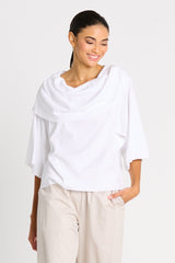 Pima Cotton Jackie O Top - White - PLANET by Lauren G - Flyclothing LLC