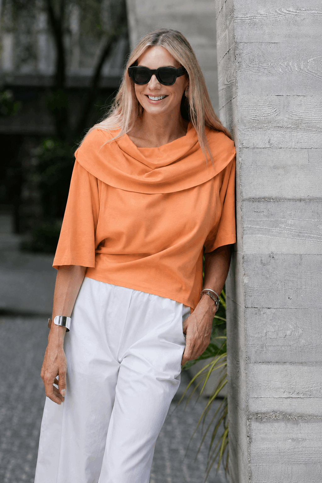 Pima Cotton Jackie O Top - Creamsicle - PLANET by Lauren G - Flyclothing LLC