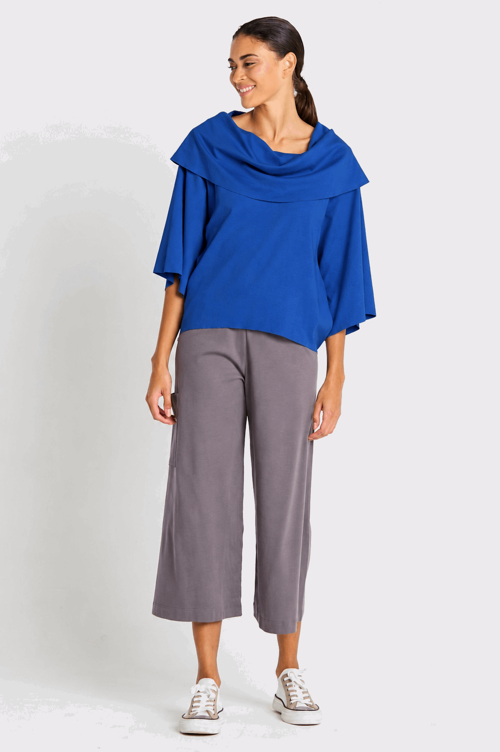 Pima Cotton Jackie O Top - Royal - PLANET by Lauren G - Flyclothing LLC