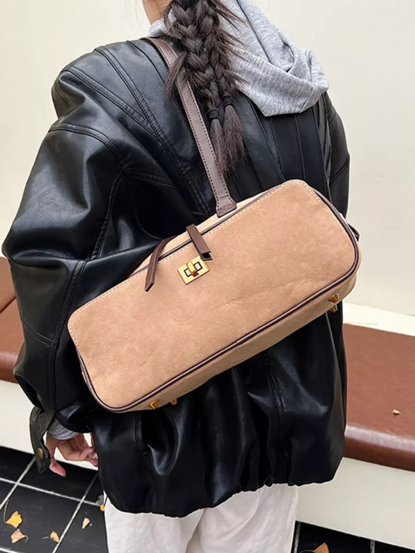 Suede Leather Shoulder Bag - Trendsi - Flyclothing LLC
