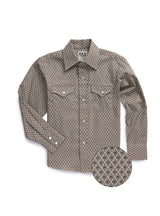 Boy's Ely Cattleman Long Sleeve Medallion Print Western Snap Shirt- Teal & Khaki - Ely Cattleman - Flyclothing LLC