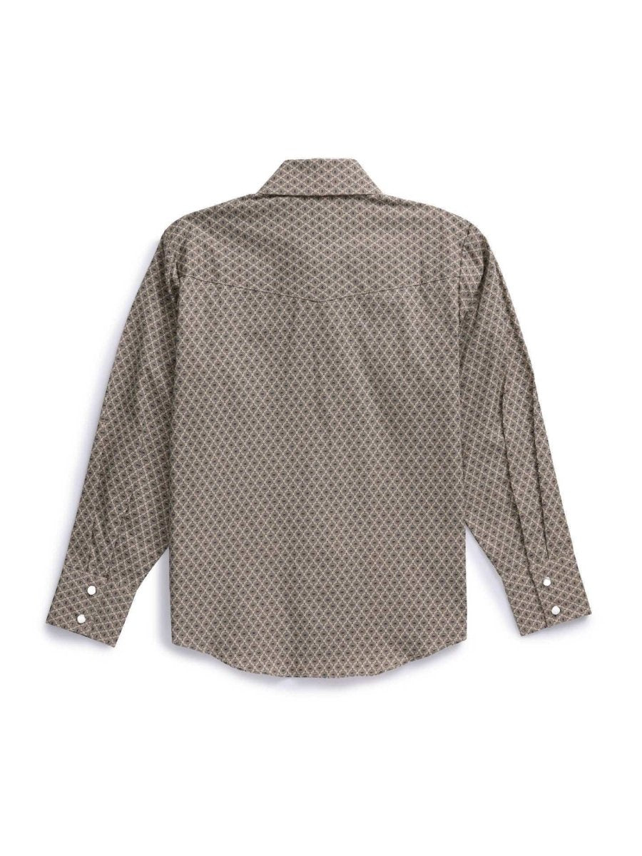 Boy's Ely Cattleman Long Sleeve Medallion Print Western Snap Shirt- Teal & Khaki - Ely Cattleman - Flyclothing LLC