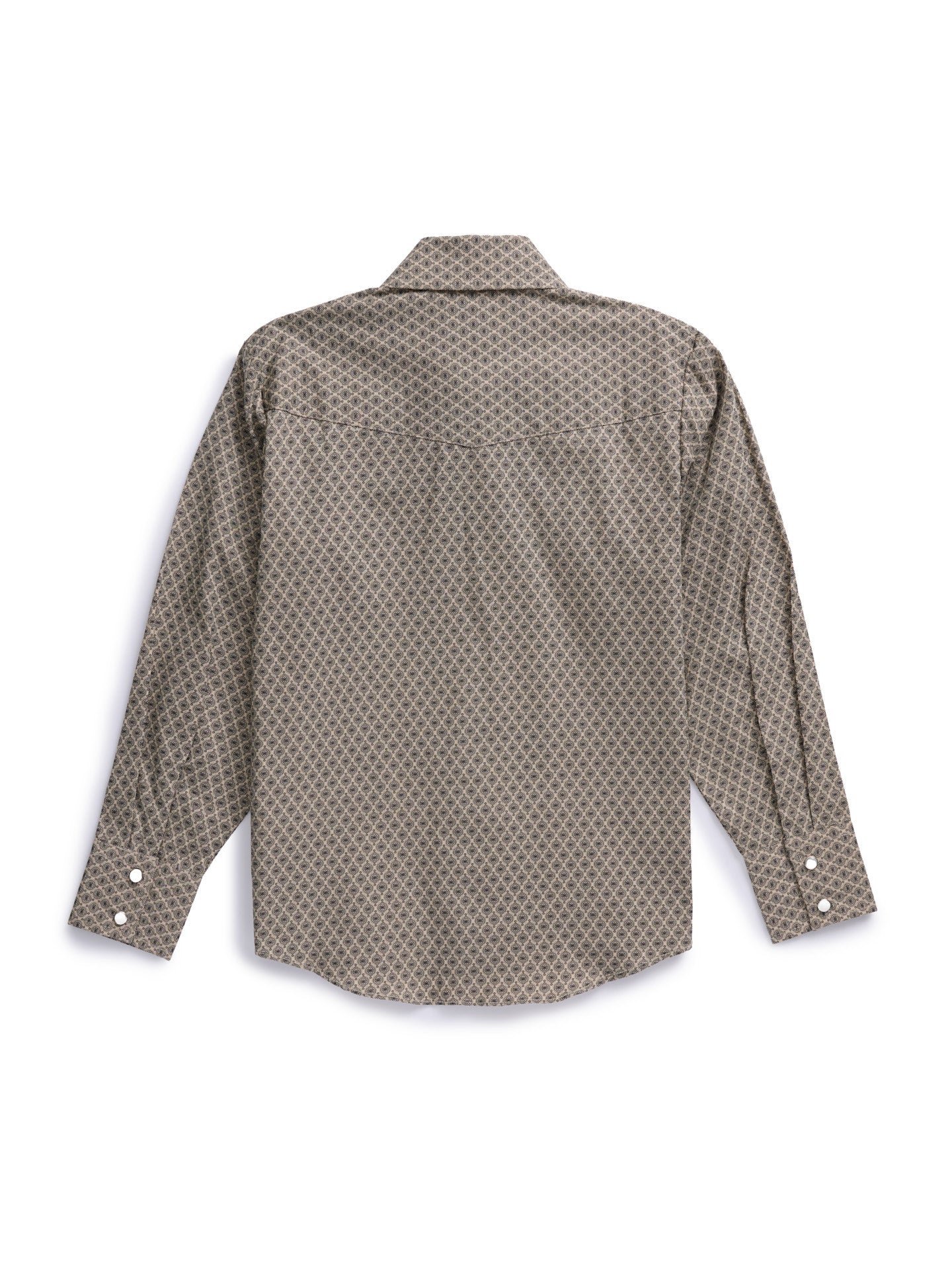 Boy's Ely Cattleman Long Sleeve Medallion Print Western Snap Shirt- Teal & Khaki