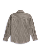 Boy's Ely Cattleman Long Sleeve Medallion Print Western Snap Shirt- Teal & Khaki
