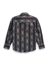 Boy's Ely Cattleman Long Sleeve Aztec Print Western Snap Shirt- Blue & Black - Ely Cattleman - Flyclothing LLC