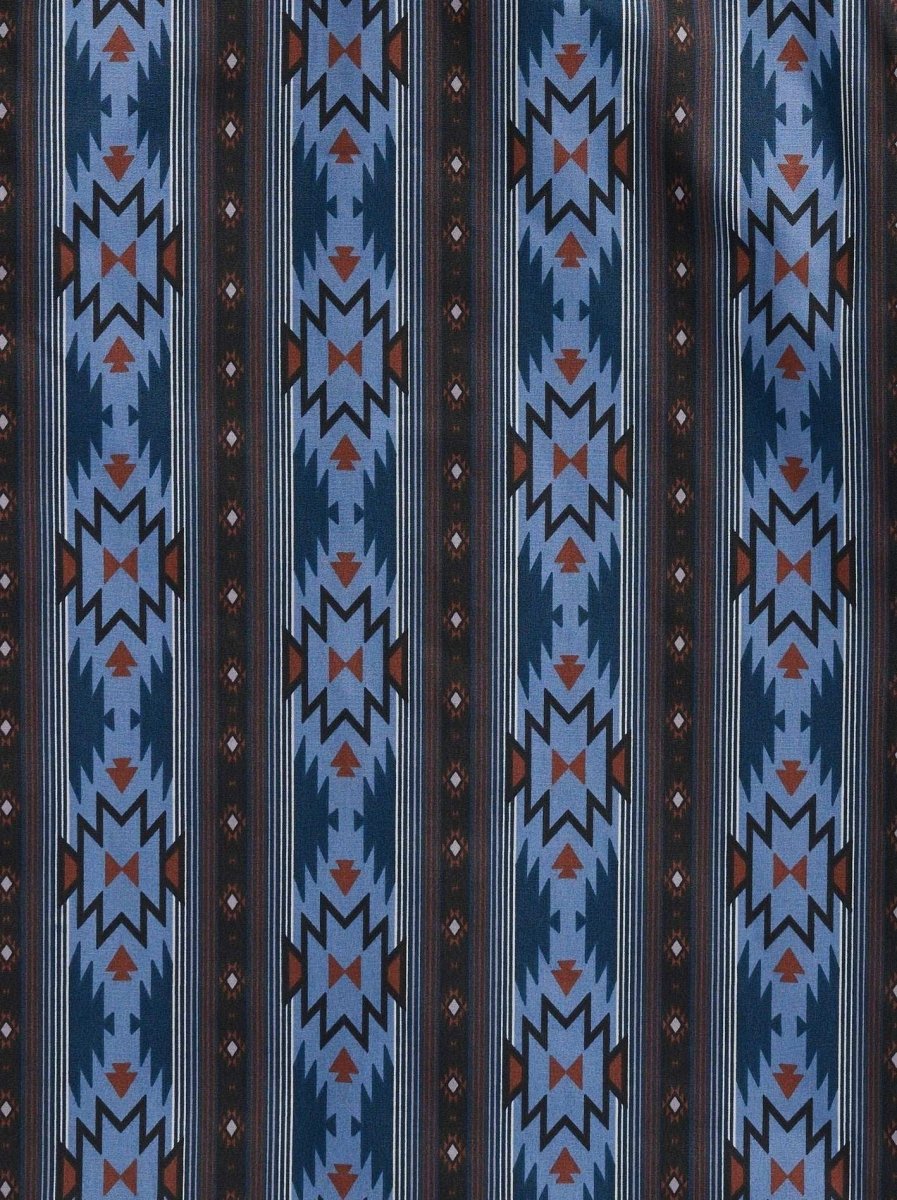 Boy's Ely Cattleman Long Sleeve Aztec Print Western Snap Shirt- Blue & Black - Ely Cattleman - Flyclothing LLC