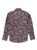 Boy's Ely Cattleman Long Sleeve Paisley Print Snap Shirt- Denim Blue & Burgundy - Ely Cattleman
