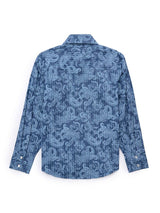 Boy's Ely Cattleman Long Sleeve Paisley Print Snap Shirt- Denim Blue & Burgundy - Ely Cattleman - Flyclothing LLC