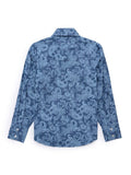 Boy's Ely Cattleman Long Sleeve Paisley Print Snap Shirt- Denim Blue & Burgundy - Ely Cattleman - Flyclothing LLC